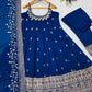 Embroidered Vichitra Silk Gown Suit Set