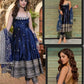 Embroidered Vichitra Silk Gown Suit Set