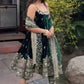 Embroidered Vichitra Silk Gown Suit Set