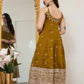 Embroidered Vichitra Silk Gown Suit Set