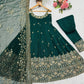 Embroidered Vichitra Silk Gown Suit Set