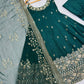 Embroidered Vichitra Silk Gown Suit Set