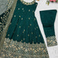Embroidered Vichitra Silk Gown Suit Set