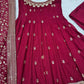 Embroidered Vichitra Silk Gown Suit Set