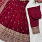 Embroidered Vichitra Silk Gown Suit Set