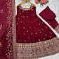 Embroidered Vichitra Silk Gown Suit Set