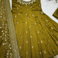 Embroidered Vichitra Silk Gown Suit Set