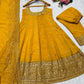 Embroidered Vichitra Silk Gown Suit Set