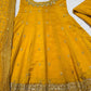 Embroidered Vichitra Silk Gown Suit Set