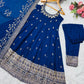 Embroidered Vichitra Silk Gown Suit Set