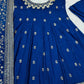 Embroidered Vichitra Silk Gown Suit Set