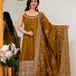 Embroidered Vichitra Silk Gown Suit Set