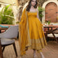 Embroidered Vichitra Silk Gown Suit Set