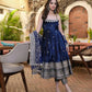 Embroidered Vichitra Silk Gown Suit Set