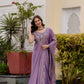 Embroidered Vichitra Silk Gown with Dupatta for Festive and Party Wear