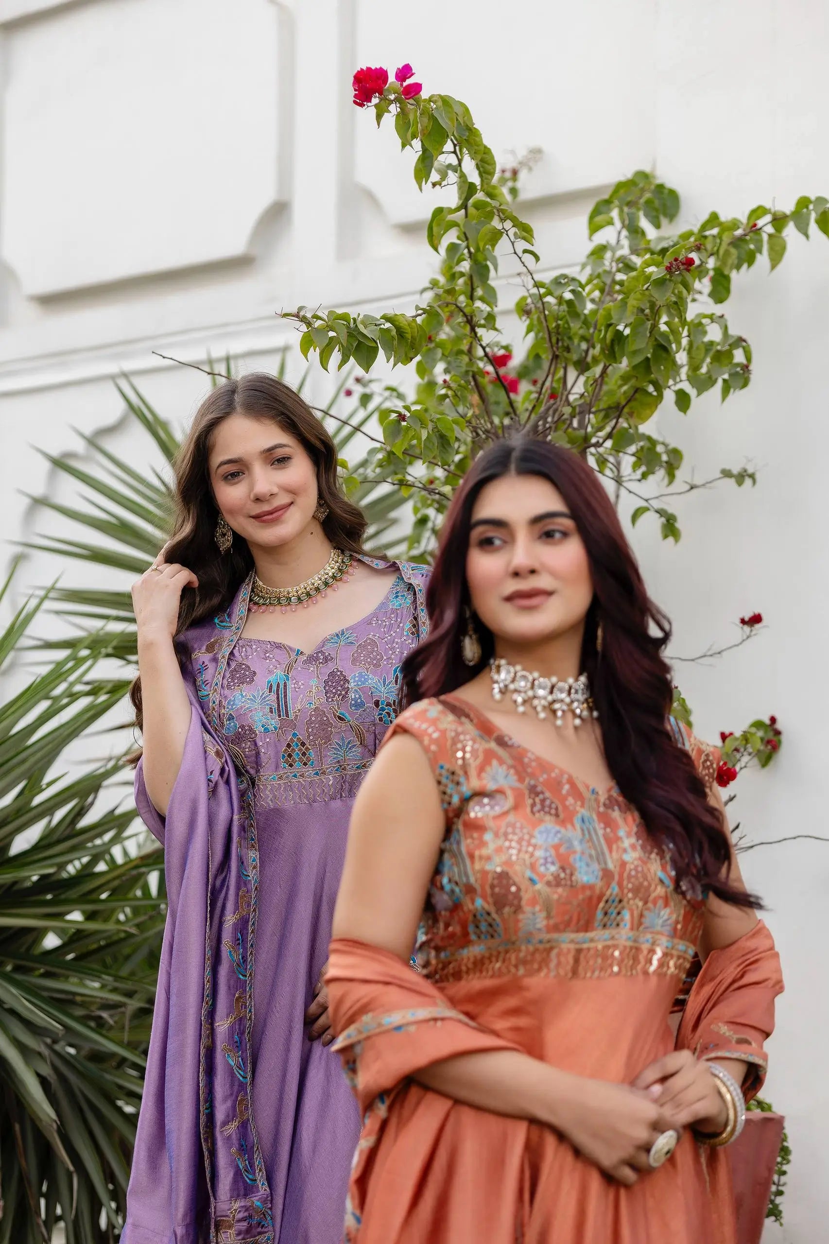 Embroidered Vichitra Silk Gown with Dupatta for Festive and Party Wear