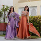 Embroidered Vichitra Silk Gown with Dupatta for Festive and Party Wear