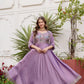 Embroidered Vichitra Silk Gown with Dupatta for Festive and Party Wear