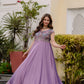 Embroidered Vichitra Silk Gown with Dupatta for Festive and Party Wear