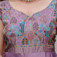Embroidered Vichitra Silk Gown with Dupatta for Festive and Party Wear
