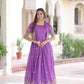 Embroidered Vichitra Silk Gown with Koti Set