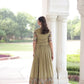 Embroidered Vichitra Silk Gown with Koti Set