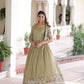 Embroidered Vichitra Silk Gown with Koti Set
