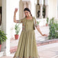 Embroidered Vichitra Silk Gown with Koti Set