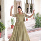 Embroidered Vichitra Silk Gown with Koti Set