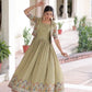 Embroidered Vichitra Silk Gown with Koti Set