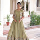 Embroidered Vichitra Silk Gown with Koti Set