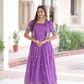 Embroidered Vichitra Silk Gown with Koti Set