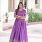 Embroidered Vichitra Silk Gown with Koti Set