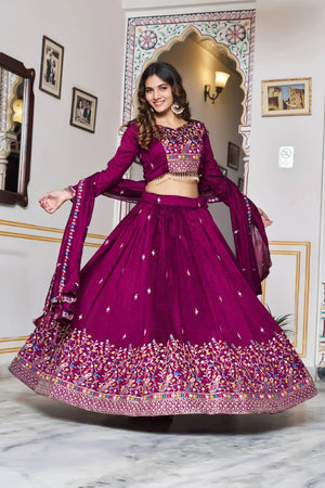 Embroidered Vichitra Silk Lehenga Choli