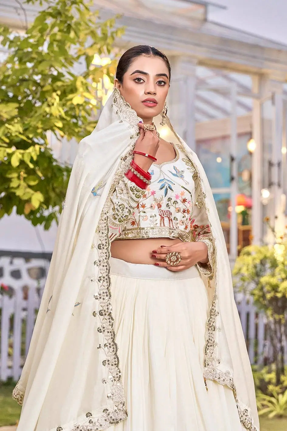 Embroidered Vichitra Silk Lehenga Choli Set for Wedding and Festive Wear