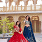 Embroidered Vichitra Silk Lehenga Choli Set for Wedding and Festive Wear
