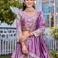 Embroidered Vichitra Silk Lehenga Choli Set for Wedding and Festive Wear