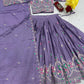 Embroidered Vichitra Silk Lehenga Choli Set for Wedding and Festive Wear