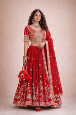 Embroidered Vichitra Silk Lehenga Choli Set for Wedding and Festive Wear