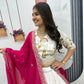 Embroidered Vichitra Silk Lehenga Choli Set with Dupatta