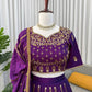 Embroidered Vichitra Silk Lehenga Choli Set with Dupatta