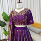 Embroidered Vichitra Silk Lehenga Choli Set with Dupatta