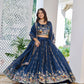 Embroidered Vichitra Silk Lehenga Choli Set with Dupatta