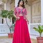 Embroidered Vichitra Silk Lehenga Choli Set with Koti