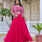 Embroidered Vichitra Silk Lehenga Choli Set with Koti