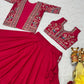 Embroidered Vichitra Silk Lehenga Choli Set with Koti