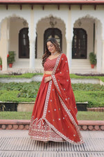 Embroidered Vichitra Silk Lehenga Set