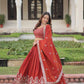Embroidered Vichitra Silk Lehenga Set