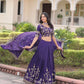Embroidered Vichitra Silk Lehenga Set With Dupatta