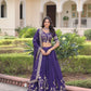 Embroidered Vichitra Silk Lehenga Set With Dupatta